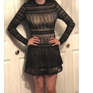 Gorgeous nude and black lace dress